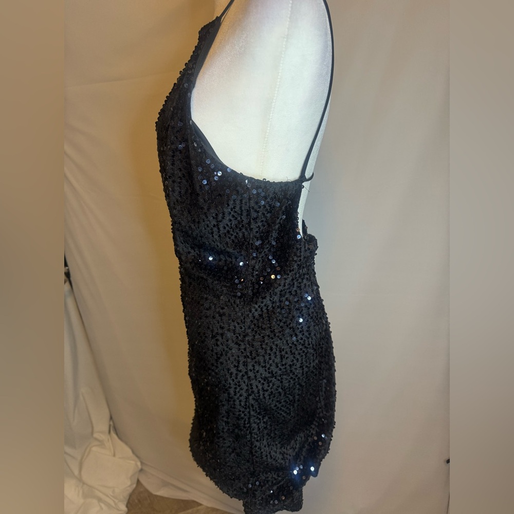 Express Black Sequin Mini Dress, Variable Strap L… - image 3